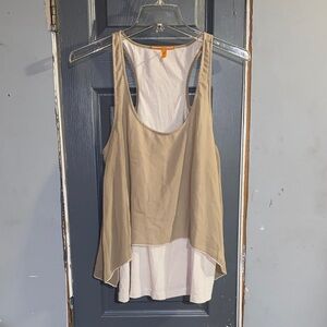 Anama Tan and White Layered Tank Top